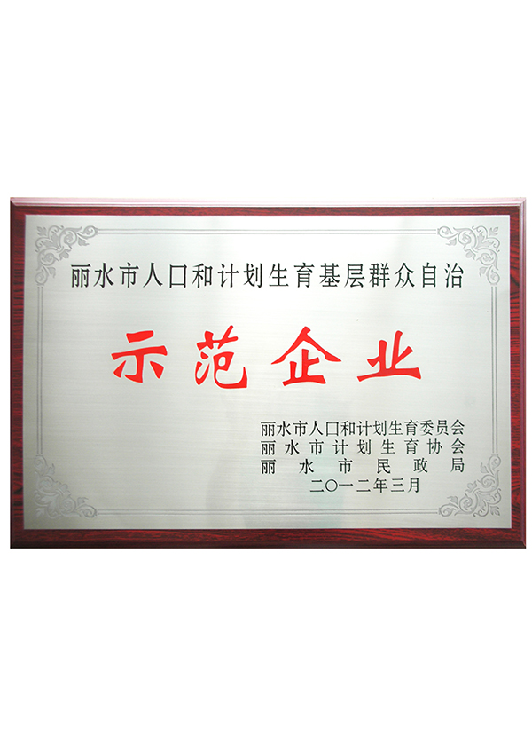 麗水市人口和計劃生育基層群眾自治示范企業(yè)